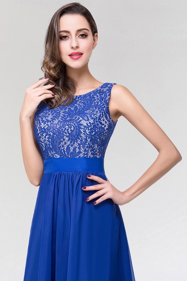 BMbridal Elegant Lace Jewel Long Chiffon Bridesmaid Dress with Asymmetric Hemline_6