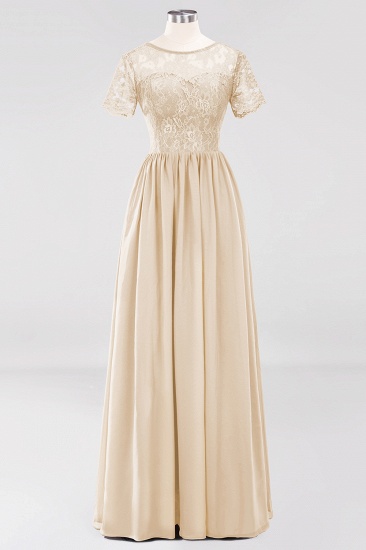 BMbridal Elegant Dark Navy Long Lace Bridesmaid Dresses with Short-Sleeves_14