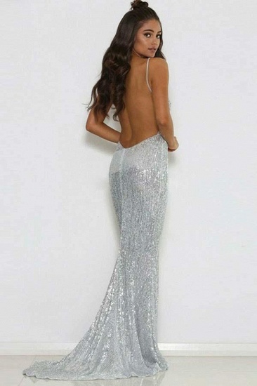 Bmbridal Silver Sequins Mermaid Prom Dress Sleeveless Spaghetti-Straps_4