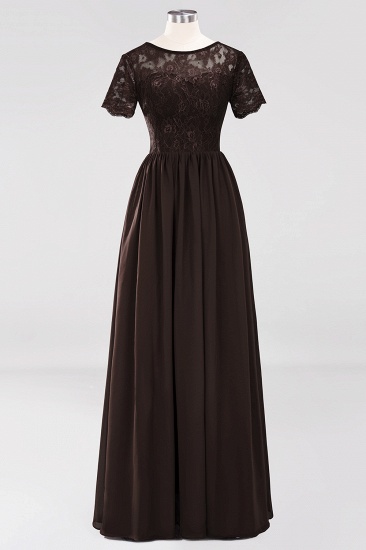 BMbridal Elegant Dark Navy Long Lace Bridesmaid Dresses with Short-Sleeves_11