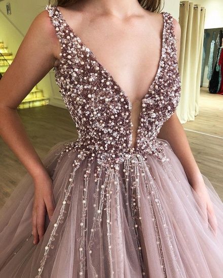 Bmbridal Sleeveless Ball Gown Prom Dress Tulle Evening Gowns With Appliques_4