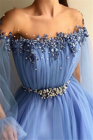 Bmbridal Off-the-Shoulder Long Sleeve Prom Dress Split With Beads_3