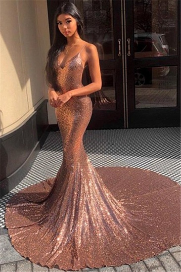 Bmbridal Spaghetti-Straps Mermaid Sequins Long Evening Prom Dress Sleeveless_2
