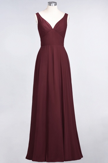 BMbridal Chic Chiffon V-Neck Straps Ruffle Affordable Bridesmaid Dresses with Open Back_10