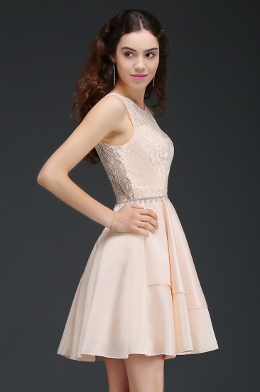 BMbridal Pretty Lace Backless Short Pink Bridesmaid Dresses with Beadings_5