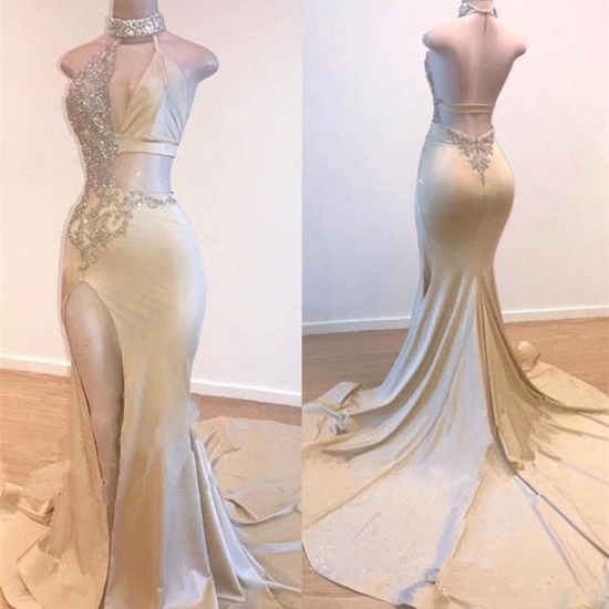 Bmbridal Champagne Sleeveless Prom Dress Mermaid Backless With Split_3