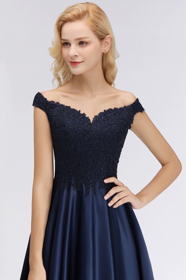 BMbridal Elegant Off-the-Shoulder Ruffle Navy Lace Bridesmaid Dresses with Beads_4