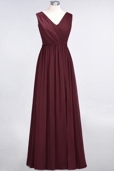 BMbridal Glamorous TulleV-Neck Ruffle Burgundy Bridesmaid Dress Online_10