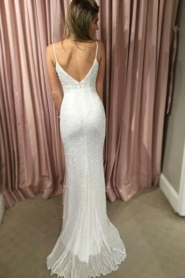 Bmbridal White Sequins Mermaid Prom Dress With Spaghetti-Straps_3