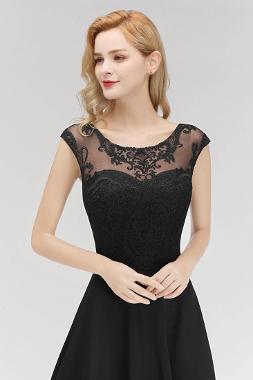 BMbridal Elegant Chiffon Long Lace Black Bridesmaid Dresses Online_6