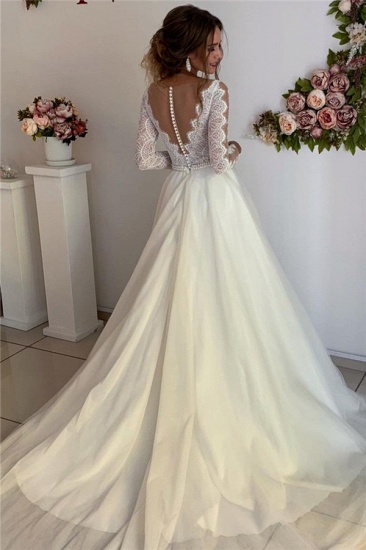 Bmbridal Long Sleeves Lace Wedding Dress With Pearls_2
