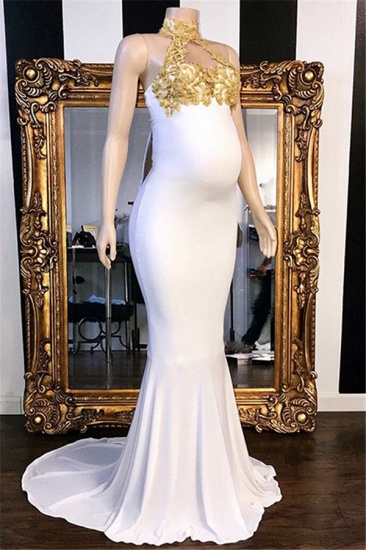 Bmbridal Maternity Halter Sleeveless Mermaid Prom Dress With Appliques_2