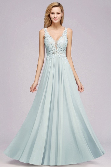 BMbridal Elegant Lace V-Neck Chiffon Affordable Bridesmaid Dress with Beadings_1