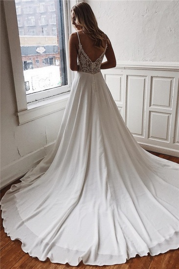 Bmbridal Simple V-Neck Sleeveless Chiffon Wedding Dress Online_3