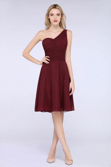 BMbridal Chic One-Shoulder Short Burgundy Affordable Bridesmaid Dress with Ruffle_38