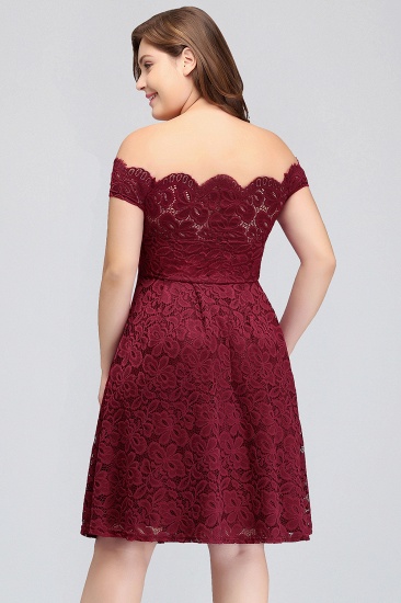 BMbridal Plus Size Off-the-Shoulder Burgundy Lace Short Bridesmaid Dress Online_3