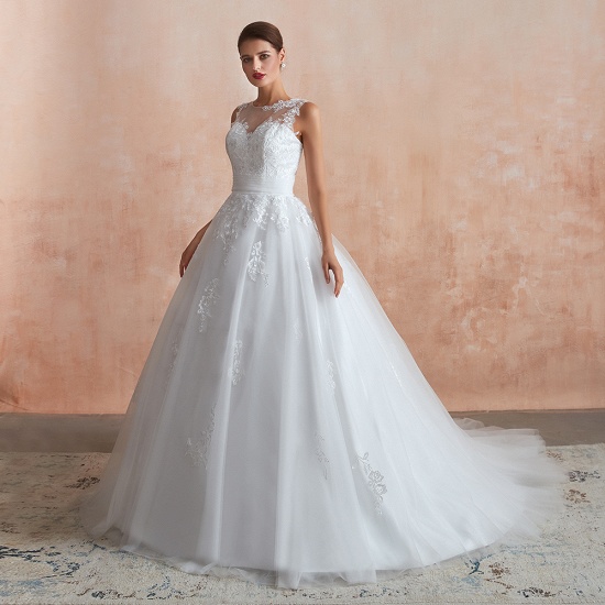 BMbridal Affordable Sweetheart Sleeveless White Lace Wedding Dresses Online_8