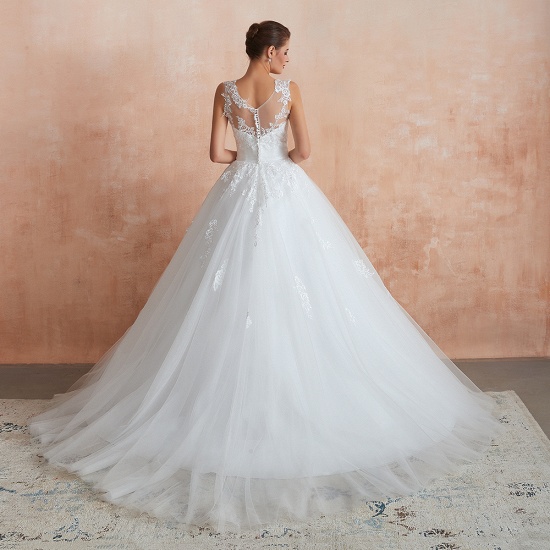 BMbridal Affordable Sweetheart Sleeveless White Lace Wedding Dresses Online_4