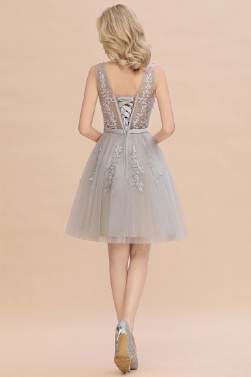 BMbridal Elegant V-Neck Sleeveless Short Prom Dress Mini Homecoming Dress With Lace Appliques_15