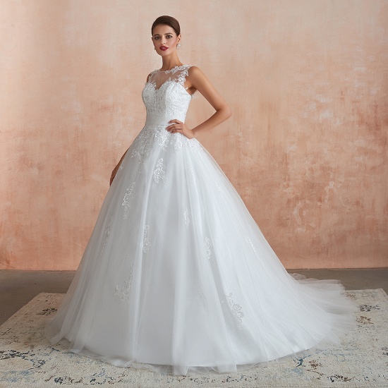 BMbridal Affordable Sweetheart Sleeveless White Lace Wedding Dresses Online_6