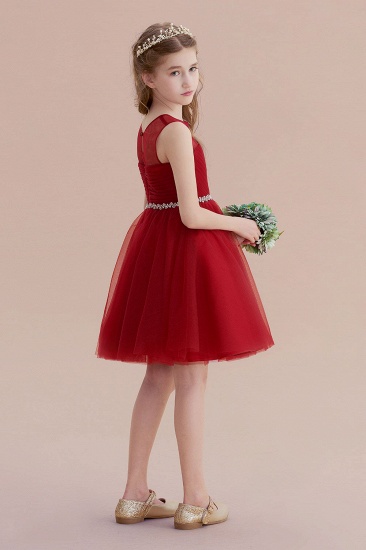 BMbridal A-Line Illusion Tulle Knee Length Flower Girl Dress Online_8