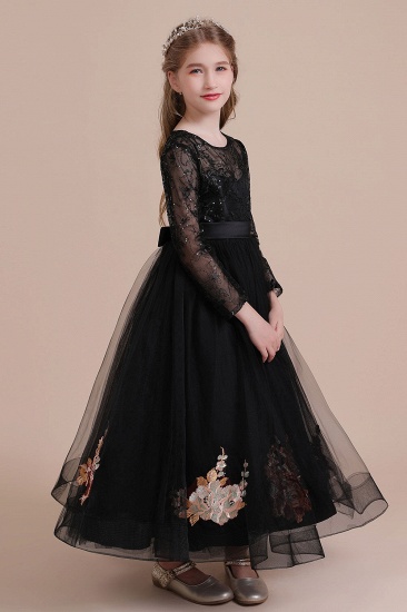 BMbridal A-Line Embroidered Long Sleeve Tulle Flower Girl Dress On Sale_8