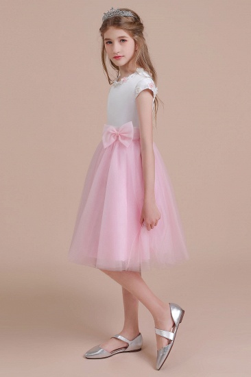 BMbridal A-Line Cap Sleeve Tulle Knee Length Flower Girl Dress Online_4