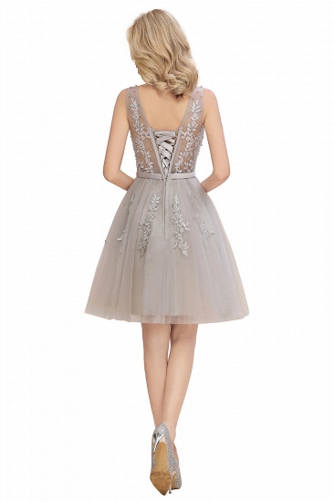 BMbridal Elegant V-Neck Sleeveless Short Prom Dress Mini Homecoming Dress With Lace Appliques_16