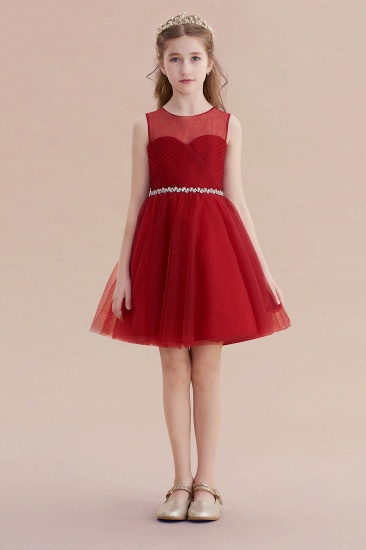 BMbridal A-Line Illusion Tulle Knee Length Flower Girl Dress Online_1