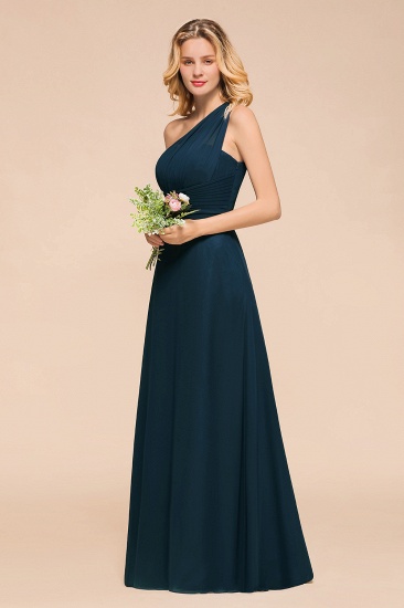 BMbridal Chic One Shoulder Navy Chiffon Bridesmaid Dresses with Ruffle_7