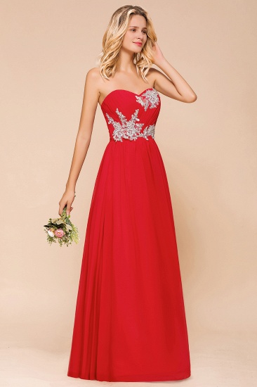 BMbridal Exuqisite Sweetheart Ruffle Red Bridesmaid Dresses with Appliques_5