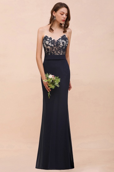 BMbridal Chic Mermaid Chiffon Lace Affordable Bridesmaid Dress with Spaghetti Straps_4