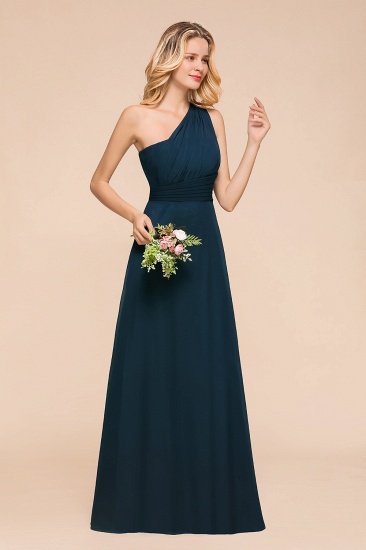 BMbridal Chic One Shoulder Navy Chiffon Bridesmaid Dresses with Ruffle_6