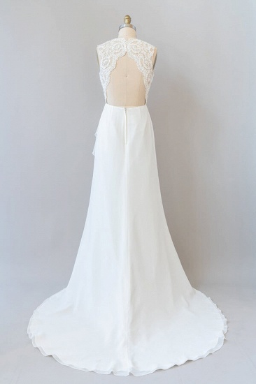 BMbridal Awesome Ruffle Lace Chiffon Sheath Wedding Dress Online_3