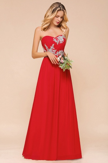 BMbridal Exuqisite Sweetheart Ruffle Red Bridesmaid Dresses with Appliques_6