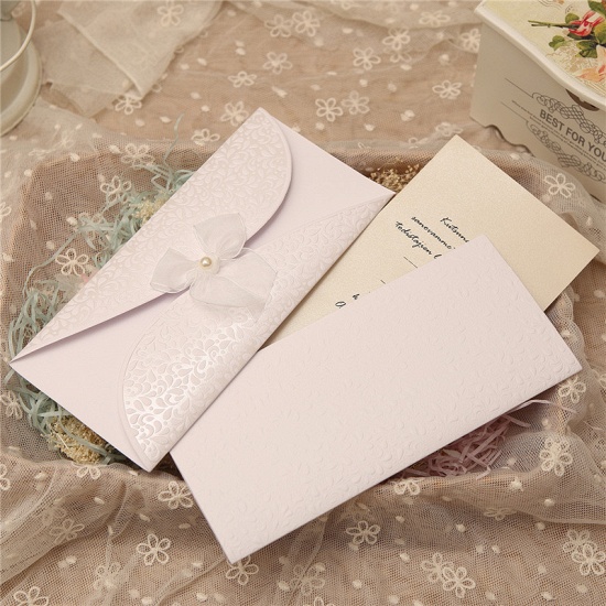 BMbridal Classic Tri-Fold Invitation Cards Pearl Bowknot Style (Set of 50)_7
