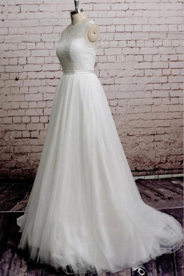 BMbridal Illusion Lace Tulle Chapel Train Wedding Dress Online_4