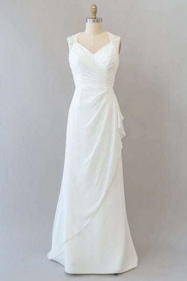 BMbridal Awesome Ruffle Lace Chiffon Sheath Wedding Dress Online_2