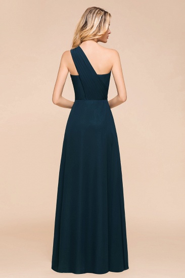 BMbridal Chic One Shoulder Navy Chiffon Bridesmaid Dresses with Ruffle_3