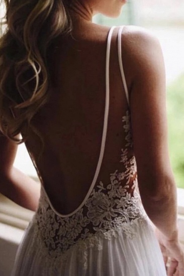 BMbridal Summer Beach Lace Wedding Dress V-Neck Chiffon Bridal Gown_5