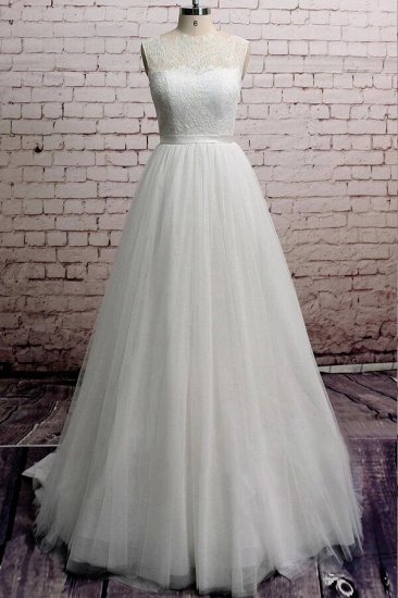 BMbridal Illusion Lace Tulle Chapel Train Wedding Dress Online_1