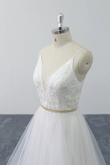 BMbridal Chic Spaghetti Strap Appliques Tulle Wedding Dress On Sale_9