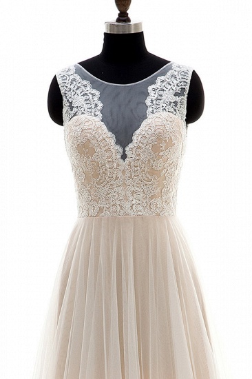 BMbridal Lace Tulle A-line Floor Length Wedding Dress On Sale_4