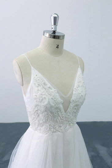 BMbridal Chic Spaghetti Strap Appliques Tulle Wedding Dress On Sale_8