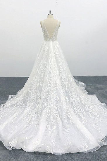 BMbridal Elegant V-neck Appliques Tulle A-line Wedding Dress On Sale_3