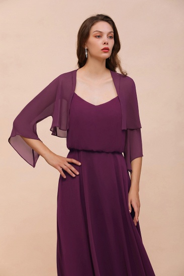 BMbridal Grape Chiffon 3/4 Sleeves Special Occasions Wrap