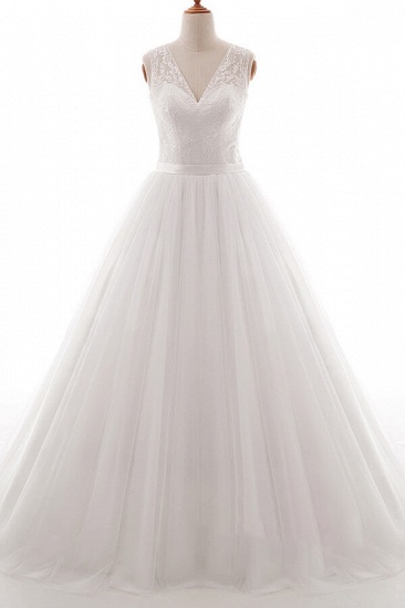 BMbridal Eye-catching V-neck Tulle A-line Wedding Dress On Sale_2