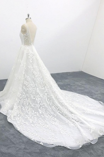 BMbridal Elegant V-neck Appliques Tulle A-line Wedding Dress On Sale_4