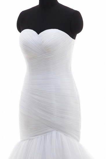 BMbridal Strapless Ruffle Tulle Mermaid Wedding Dress On Sale_5