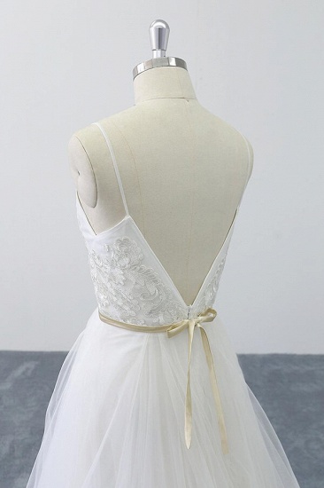 BMbridal Chic Spaghetti Strap Appliques Tulle Wedding Dress On Sale_10
